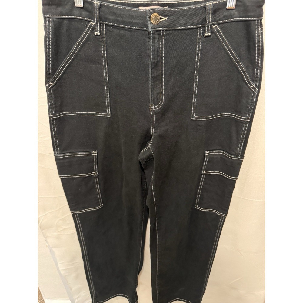 So Good For Life High Rise Cargo Jeans Size 17 33W Dark Wash Wide‎ Legs - Picture 3 of 8